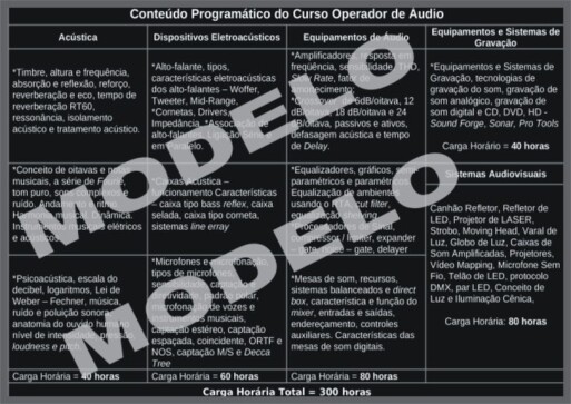 verso do certificado No verso dos certificados vai discriminado o conteúdo programático dos cursos.